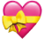 Herzförmiges Emoji mit gelber Schleife.
